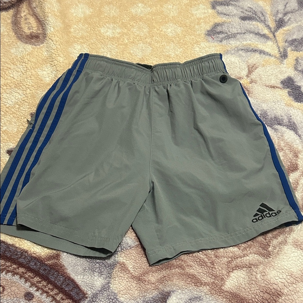 Adidas Men's Athletic Shorts in Gray with Blue Accents